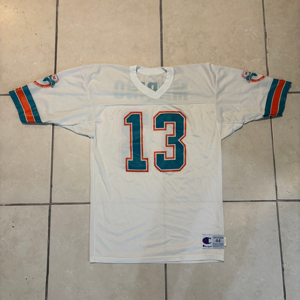 Vintage Champion Miami Dolphins Dan Marino 13 Jersey White Mesh USA Made 44 L